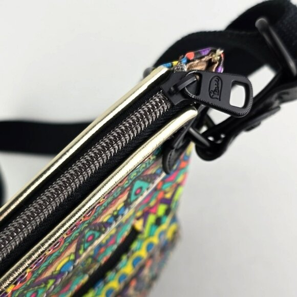 Sakroots Crossbody Medium Bag Coated Canvas Boho Art-To-Wear Multi Color Neon - Picture 6 of 16